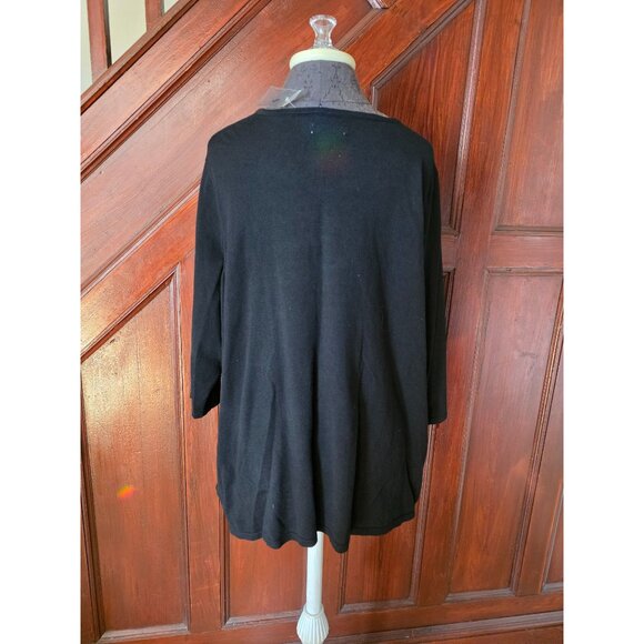 Coldwater Creek Black Silk Cotton Ruffle Sweater  XL NWT - Picture 3 of 9